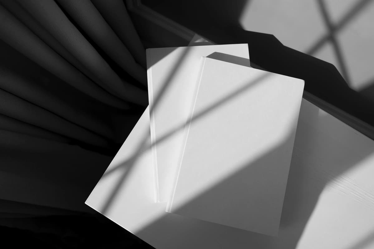 Yorug'lik soyalari bilan kitob maketi | Book mockup with lights shadows