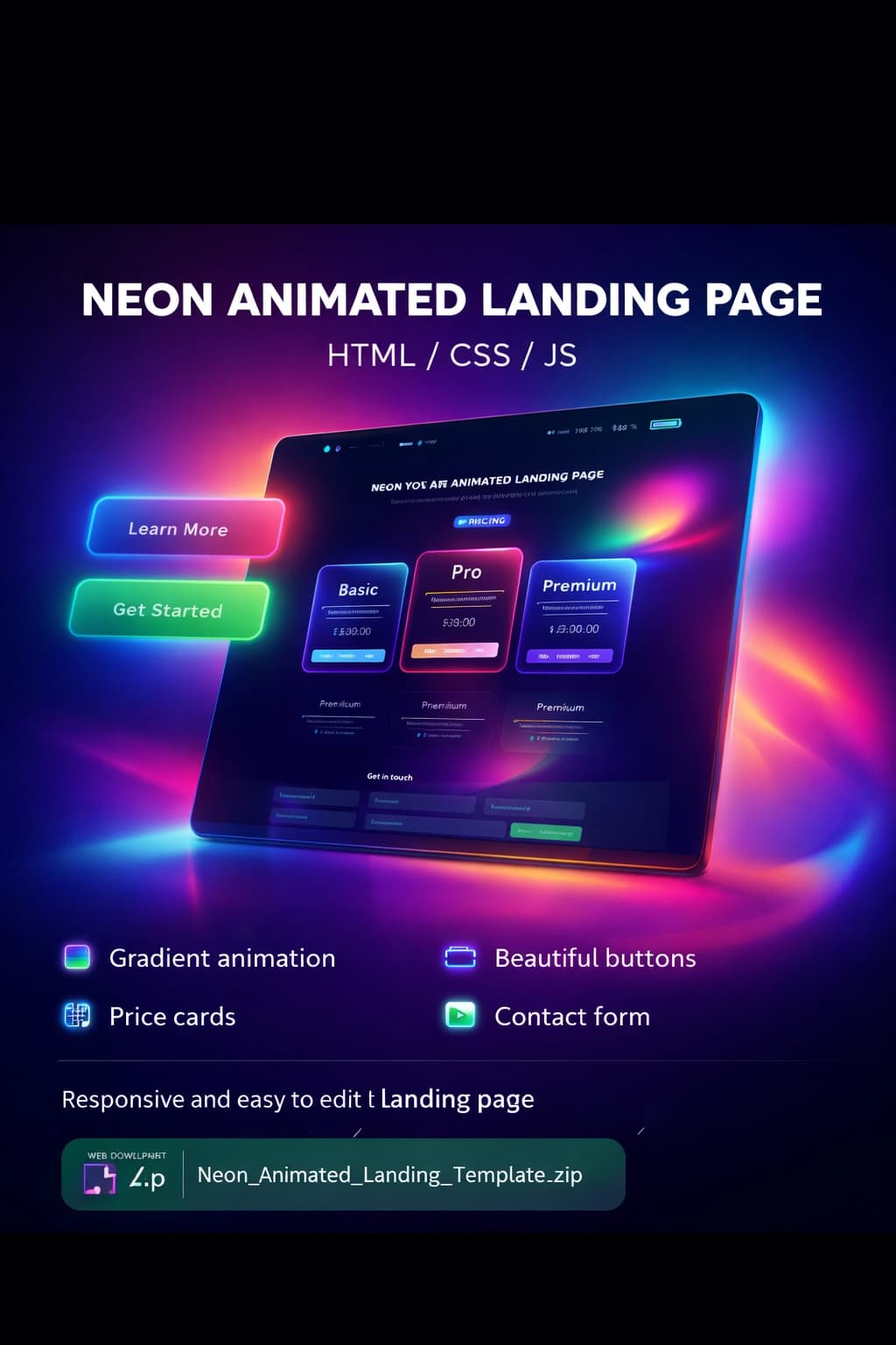 Animatsiyali Zamonaviy Landing Sahifa Shabloni
