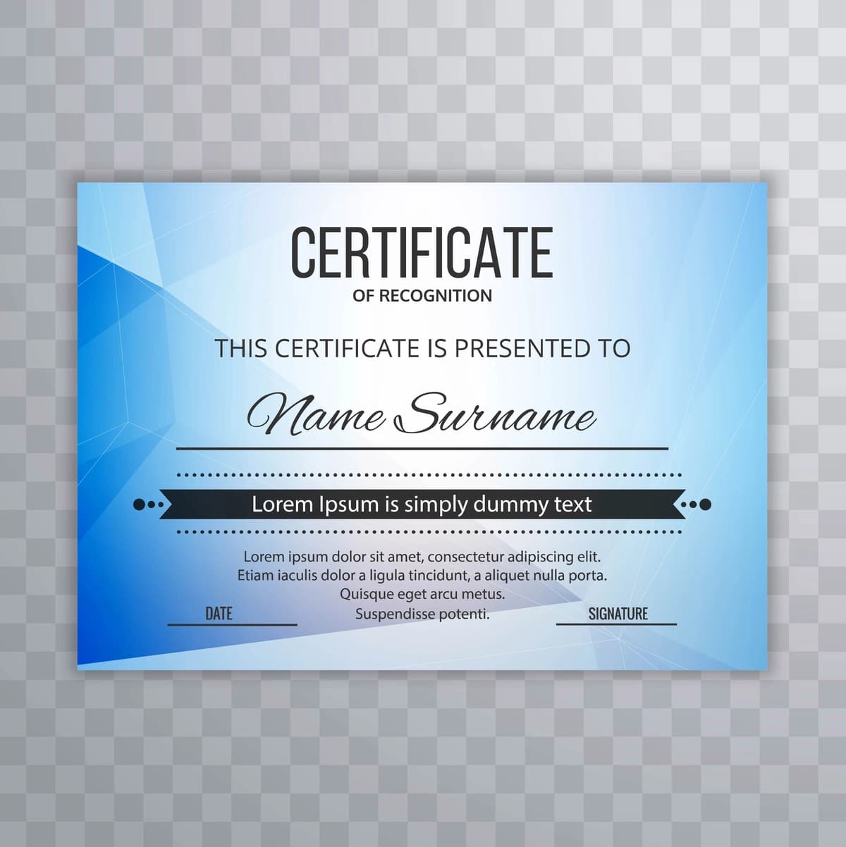 Sertifikat mukofoti shablonlari diplom ko'pburchak fonini taqdirlaydi | Certificate premium template awards diploma polygon background