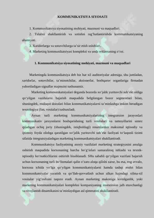 KOMMUNIKATSIYA SIYOSATI