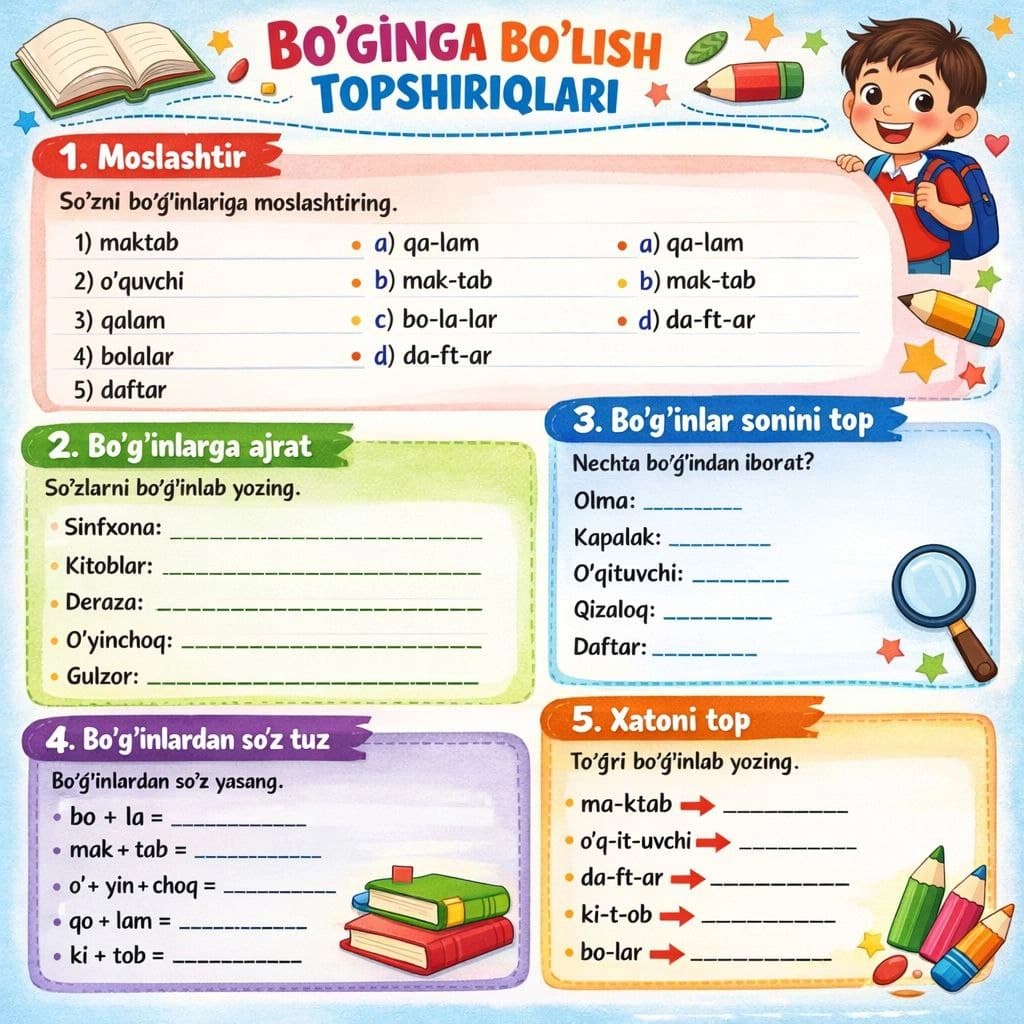 O'zbek tilidan mashqlar