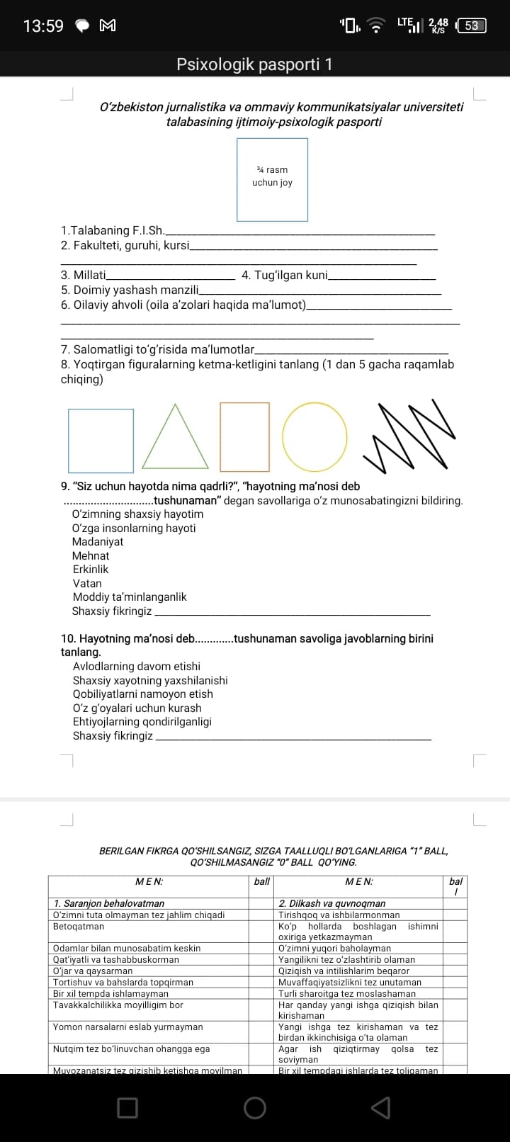 psixologik Pasport