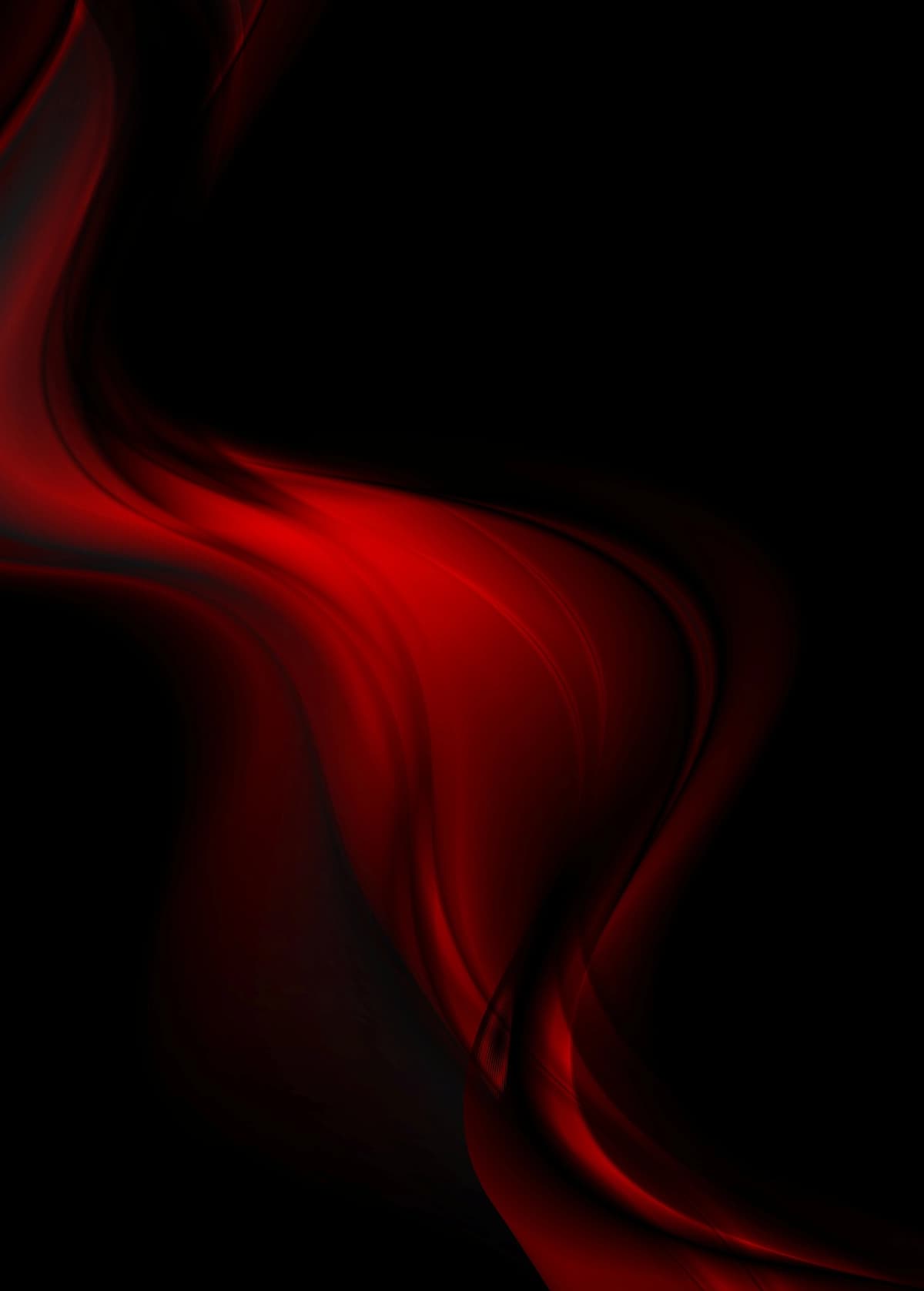 Mavhum qizil silliq to'lqinlar qora fon vektor dizayni | Abstract red smooth waves black background vector design