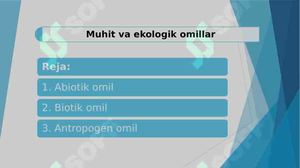 Muhit va ekologik omillar