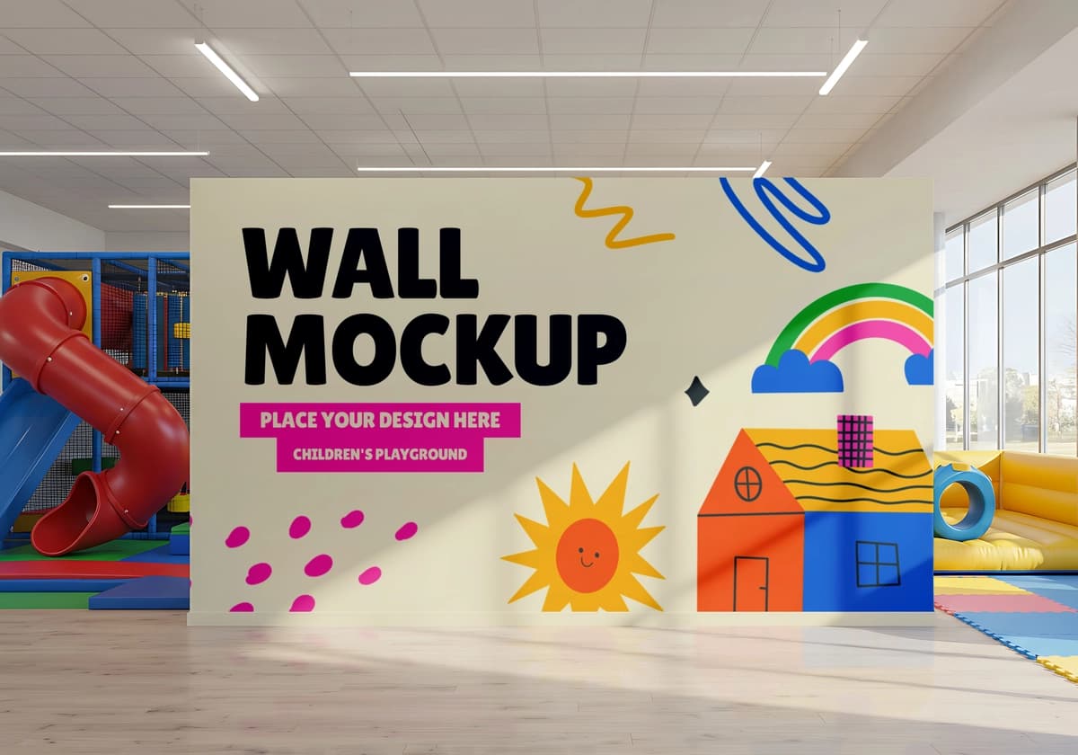 Devor maketi bolalar o'yin maydonchasi | Wall mockup childrens playground