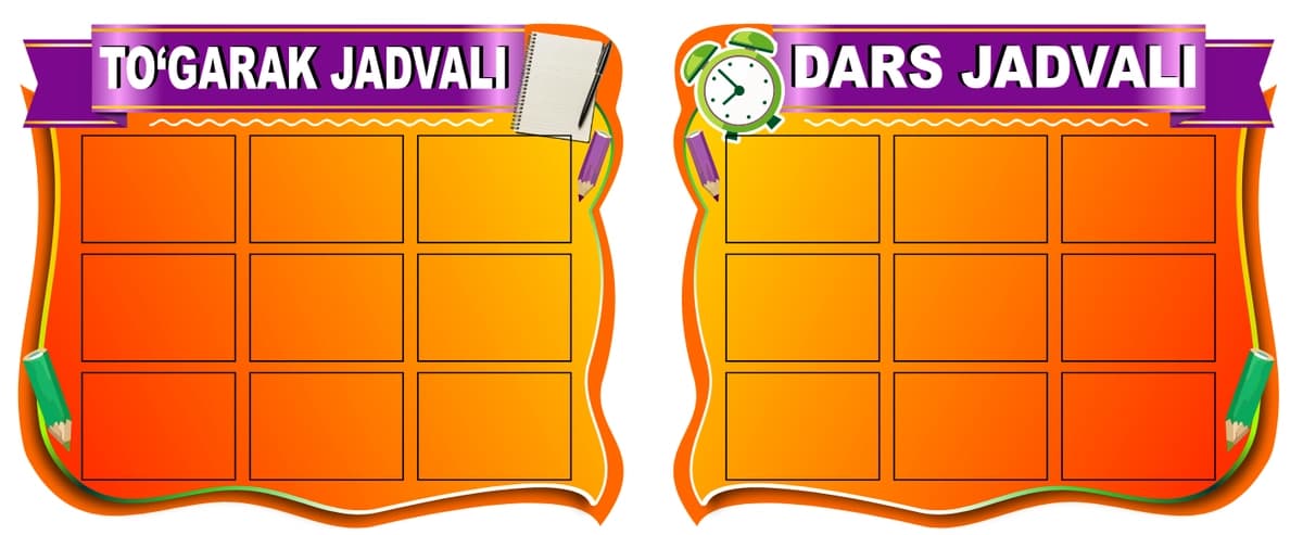 dars va tugarak jadvali stend