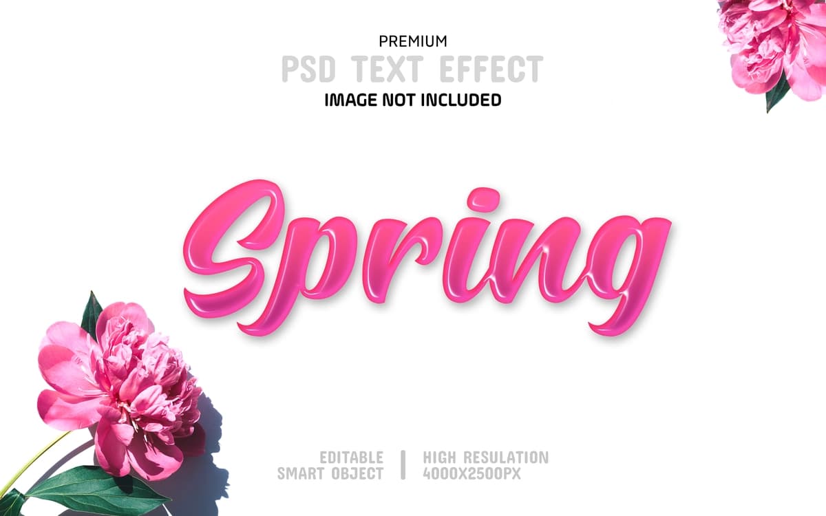 Tahrirlanadigan bahor matn effekti shabloni | Editable spring text effect template