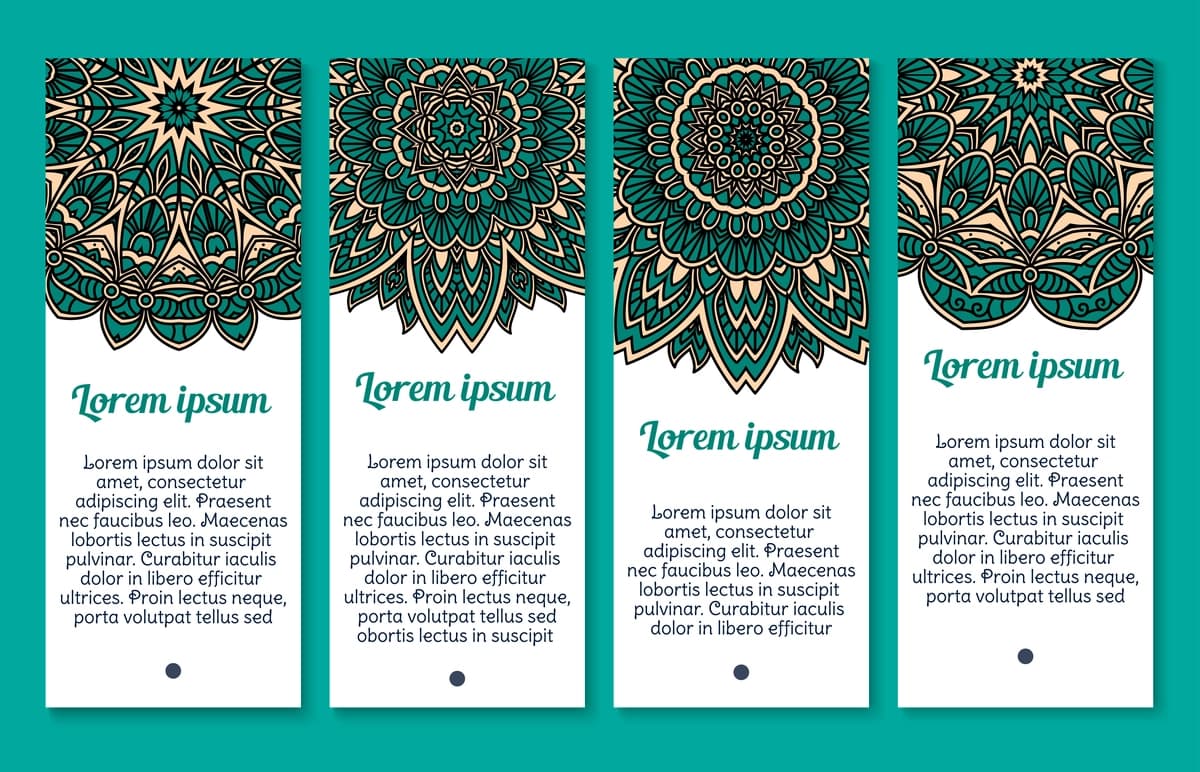 Mandala ornament paisley vektor bannerlar to'plami | Mandala ornament paisley vector banners set