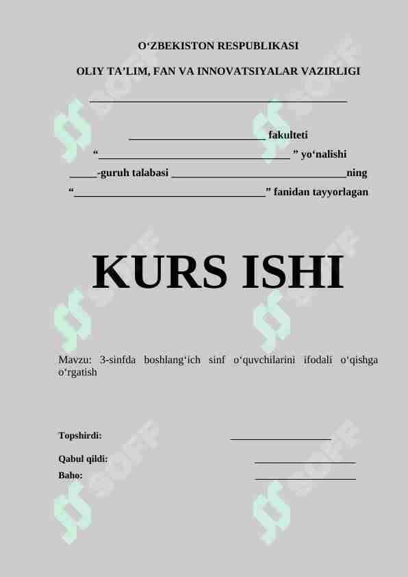 3-sinfda boshlang‘ich sinf o‘quvchilarini ifodali o‘qishga o‘rgatish