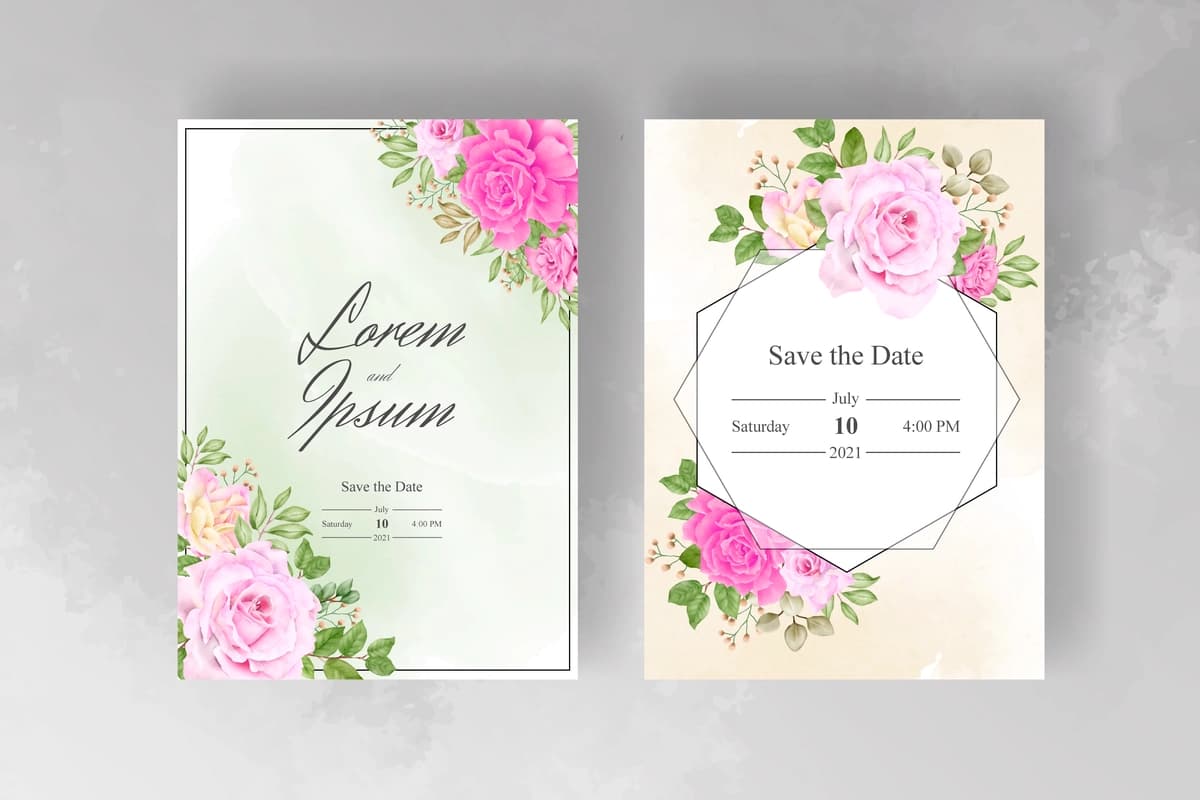 Elegant akvarel gulli ramka to'y taklifnomasi shabloni | Elegant watercolor floral frame wedding invitation template