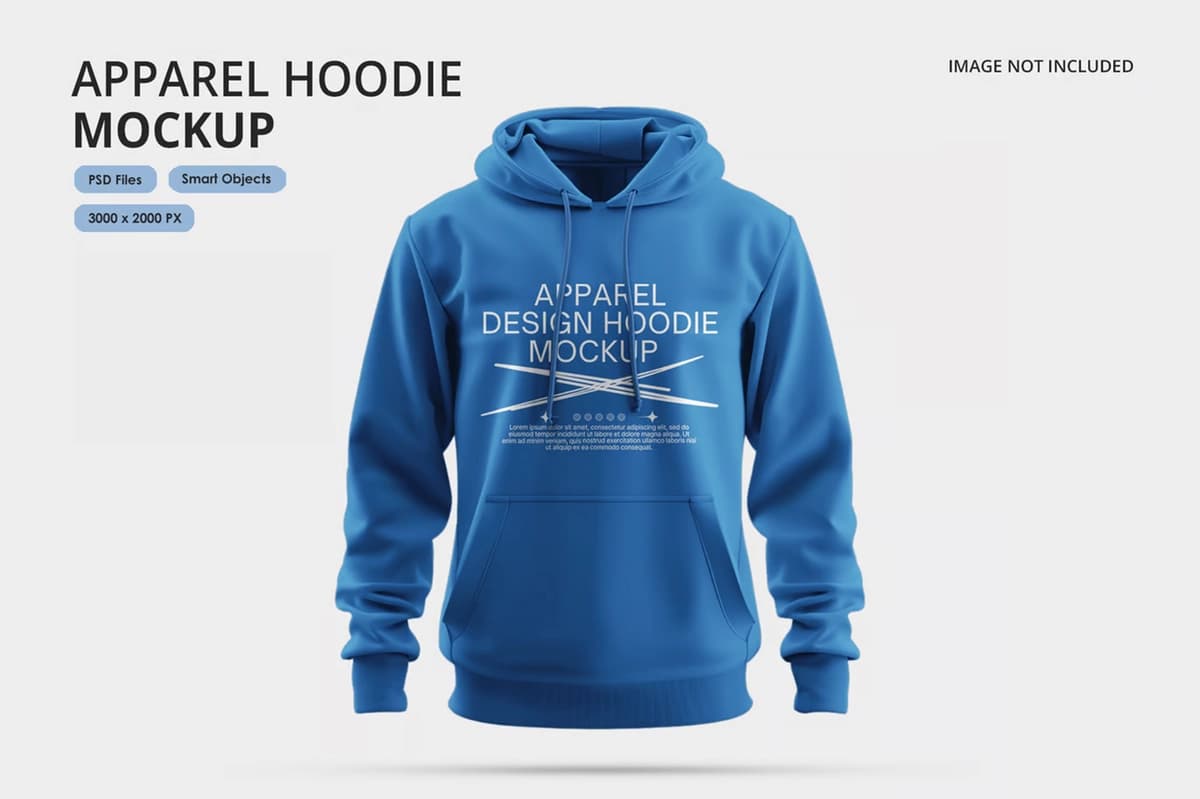 Moviy qalpoqli maket kiyim dizayni taqdimoti | Blue hoodie mockup apparel design presentation