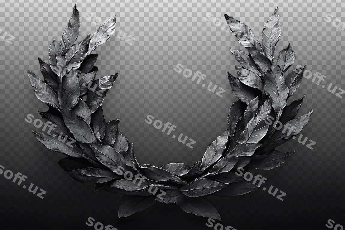 3D qora oq dafna gulchambar ramzi | 3d black white laurel wreath symbol