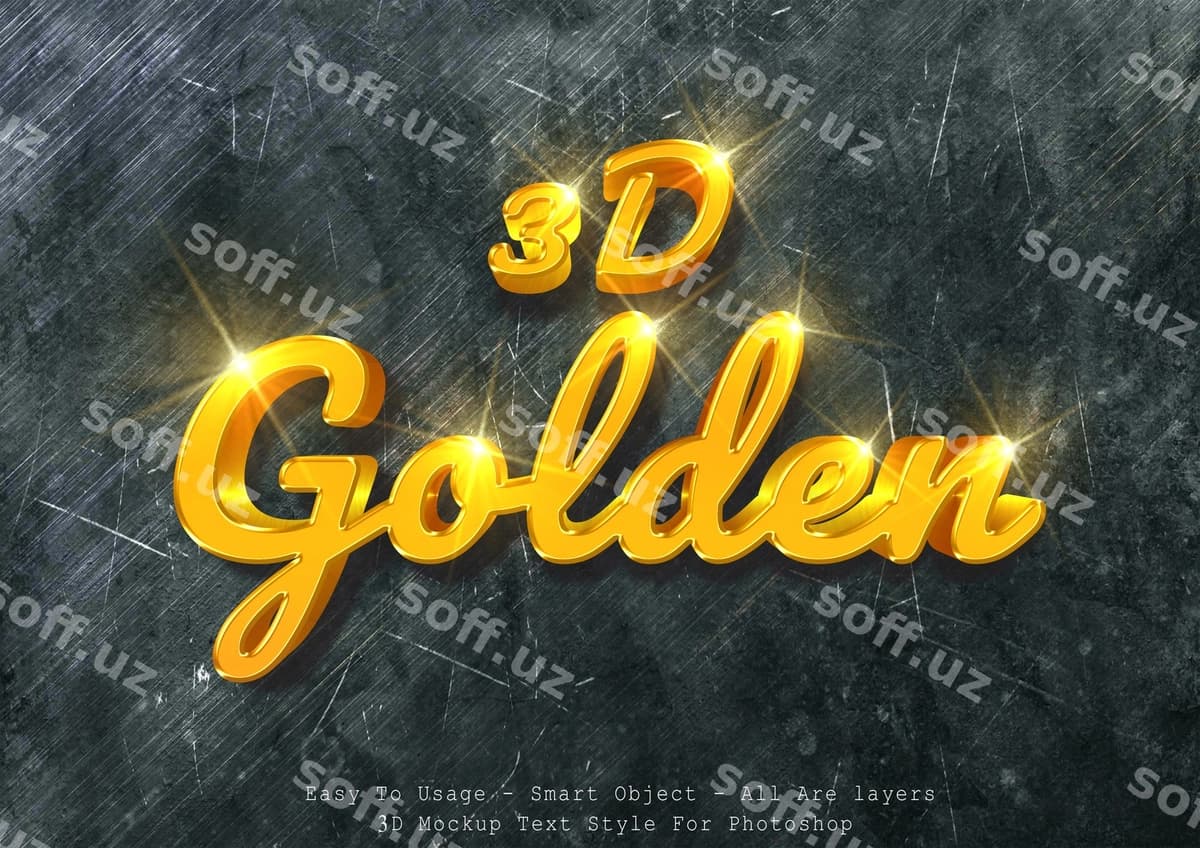 3d tasvirlama matn effekti | 3d golden mockup text effect