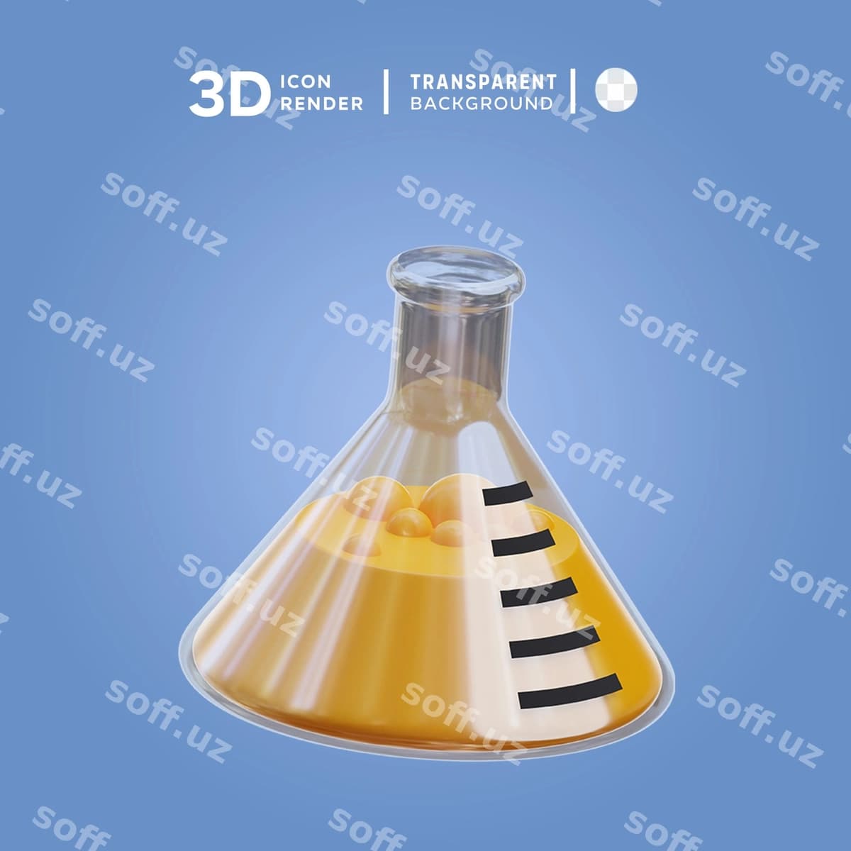 Uch oʻlchovli ikonka laboratoriya shishasi illustratsiyasi | 3d icon lab bottle illustration