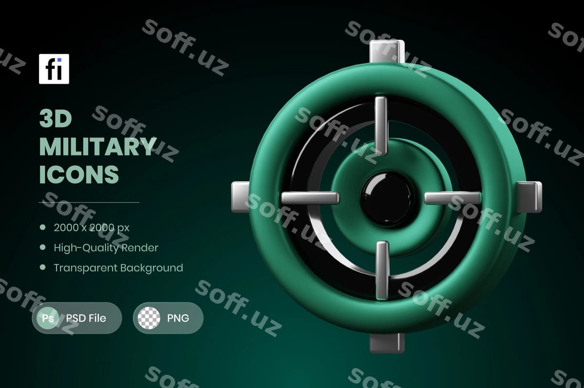 3d illustratsiya askariy maqsad crosshair | 3d illustration military target crosshair