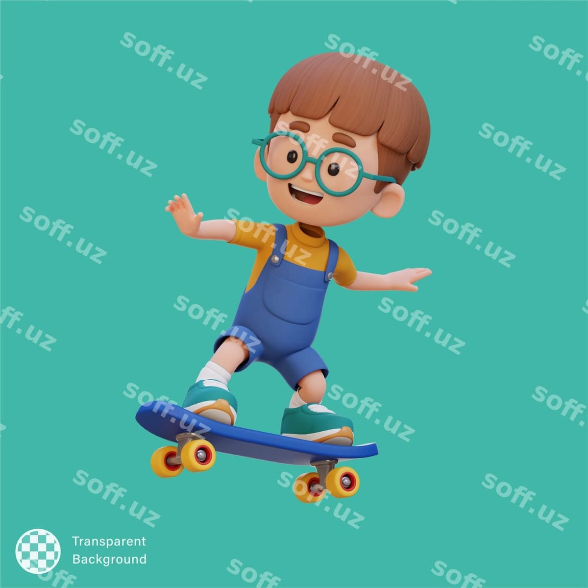 3d bolalik xalq qahramoni skaytboardda ride | 3d kid character ride skateboard