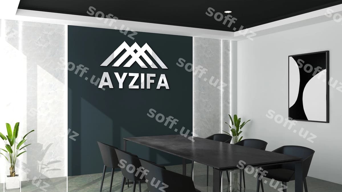 3d logo mockup zamonaviy ofis uchrashuv xonasi | 3d logo mockup modern office meeting room