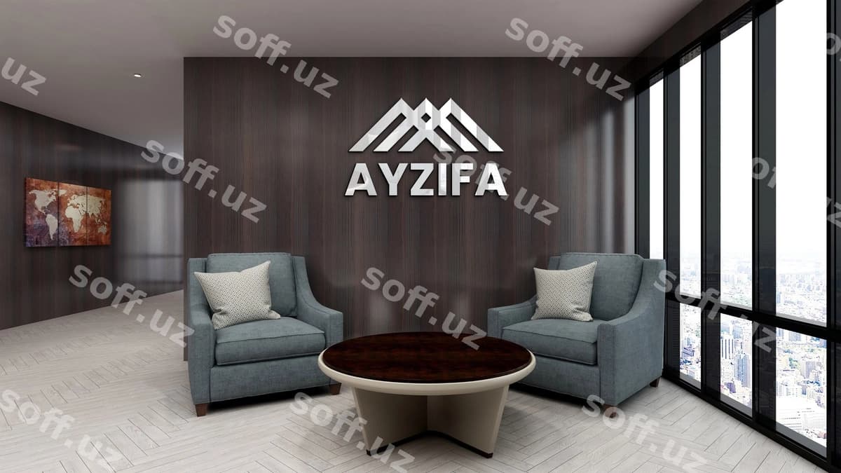 3d logo namuna ofis lobby kutish xonasi | 3d logo mockup office lobby waiting room