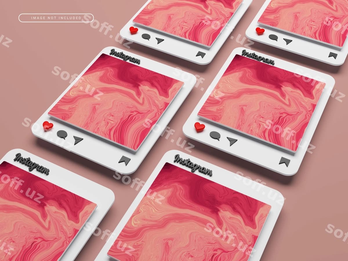 3d renderlangan Instagram posti namunasi | 3d rendered instagram post mockup