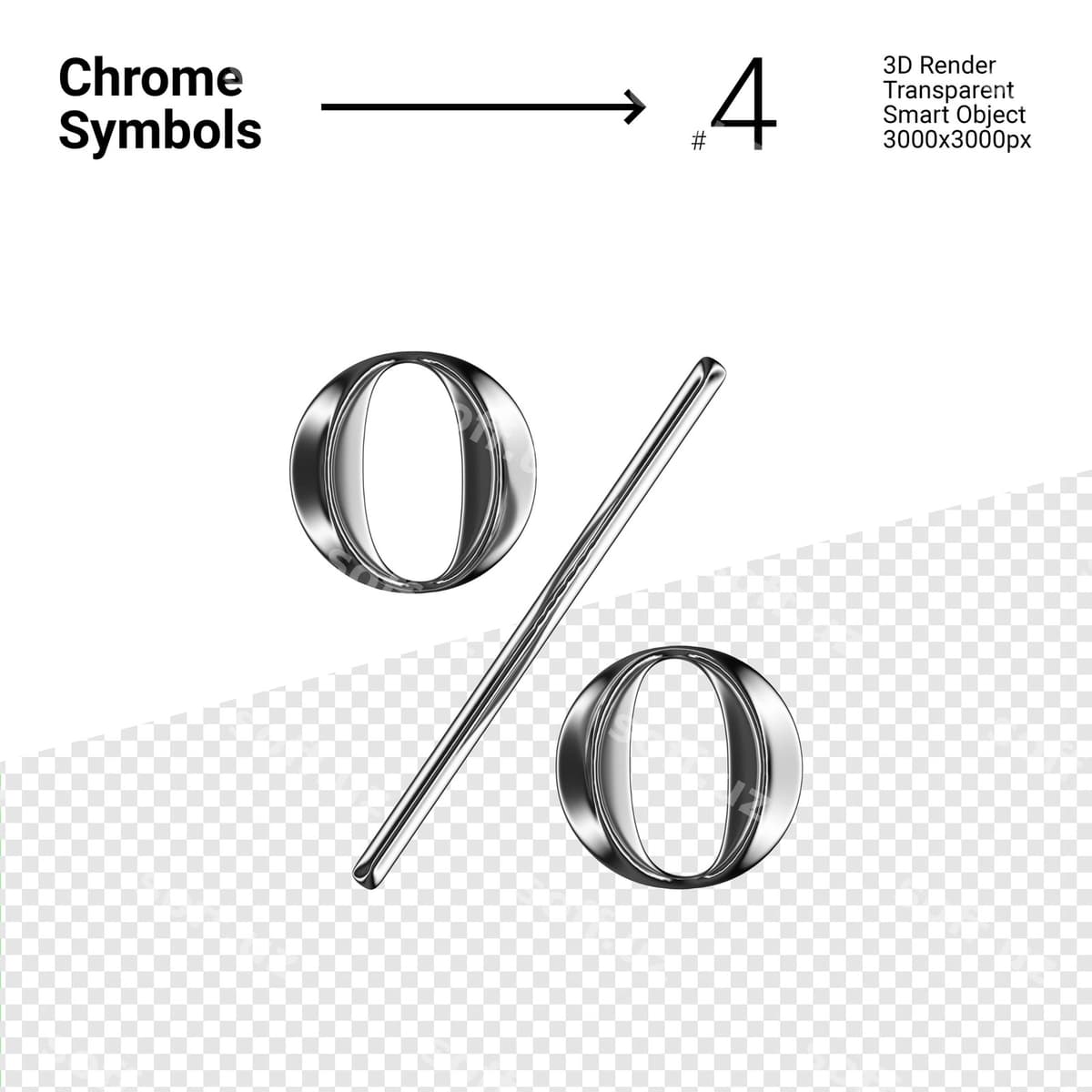 3D renderlangan kumush xrom belgisi foiz | 3d rendered silver chrome symbol percent