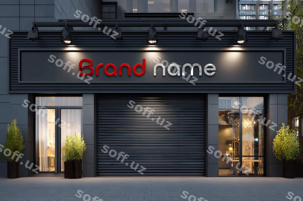 3d devor logotipi ofis do'koni mockup | 3d wall logo mockup office storefront