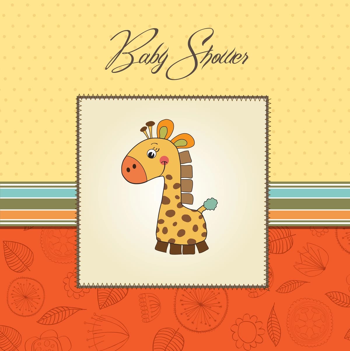 Jirafa tasvirlangan yangi tug'ilgan chaqaloqni e'lon qilish kartasi | New baby announcement card with giraffe