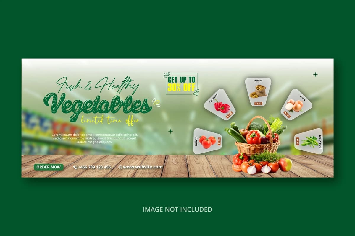 Yangi organik sabzavotlarni sotish ijtimoiy media reklama banner shablonlari | Fresh organic vegetable sale social media promotion banner template
