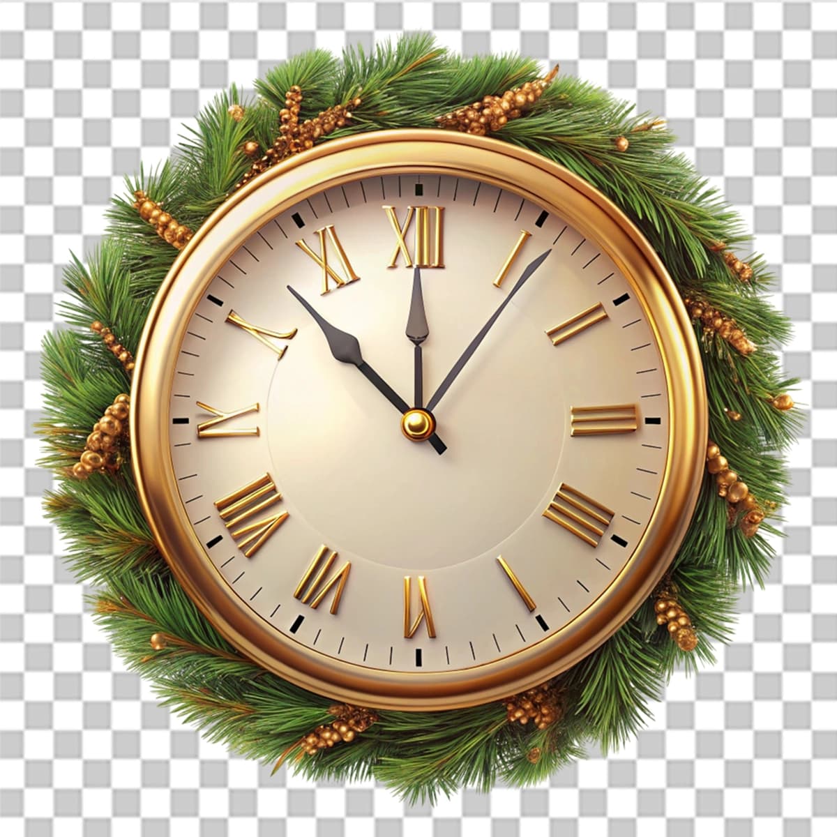 3D illyustratsiyasi yangi yil soati izolyatsiya qilingan shaffof fon | 3d illustration new year clock isolated transparent background