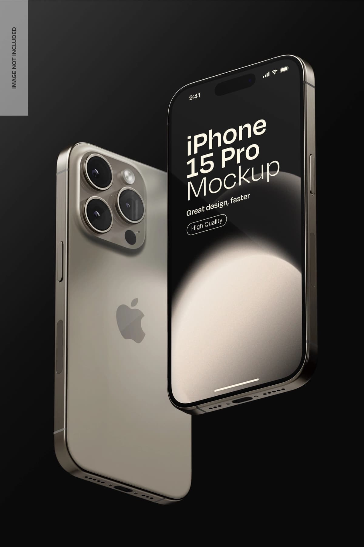 Toʻq rangli iPhone 15 pro maketi suzuvchi | Dark iphone 15 pro mockup floating