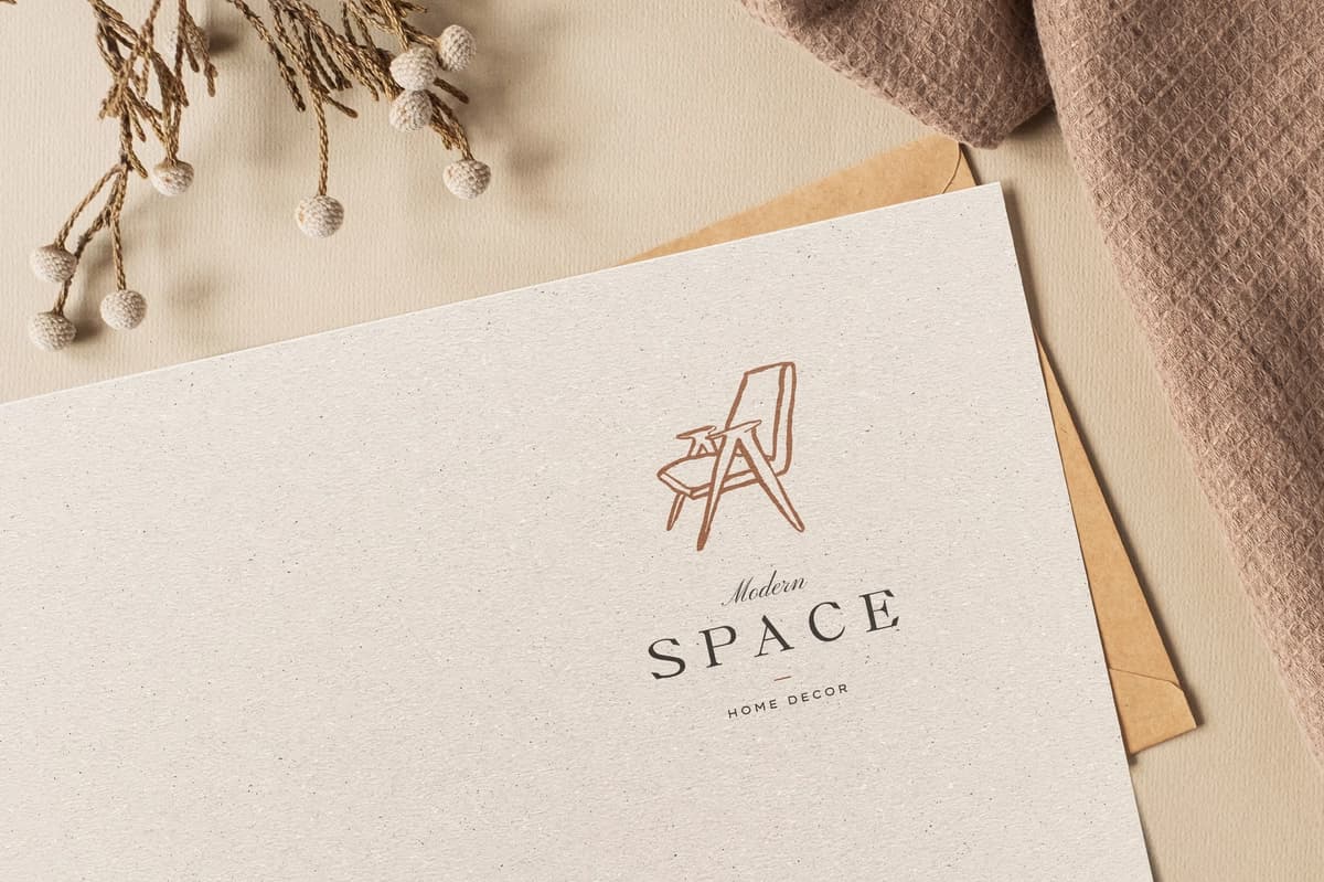 Zarif logotip maket qog'oz tekstura fon PSD shablon | Elegant logo mockup paper texture background psd template