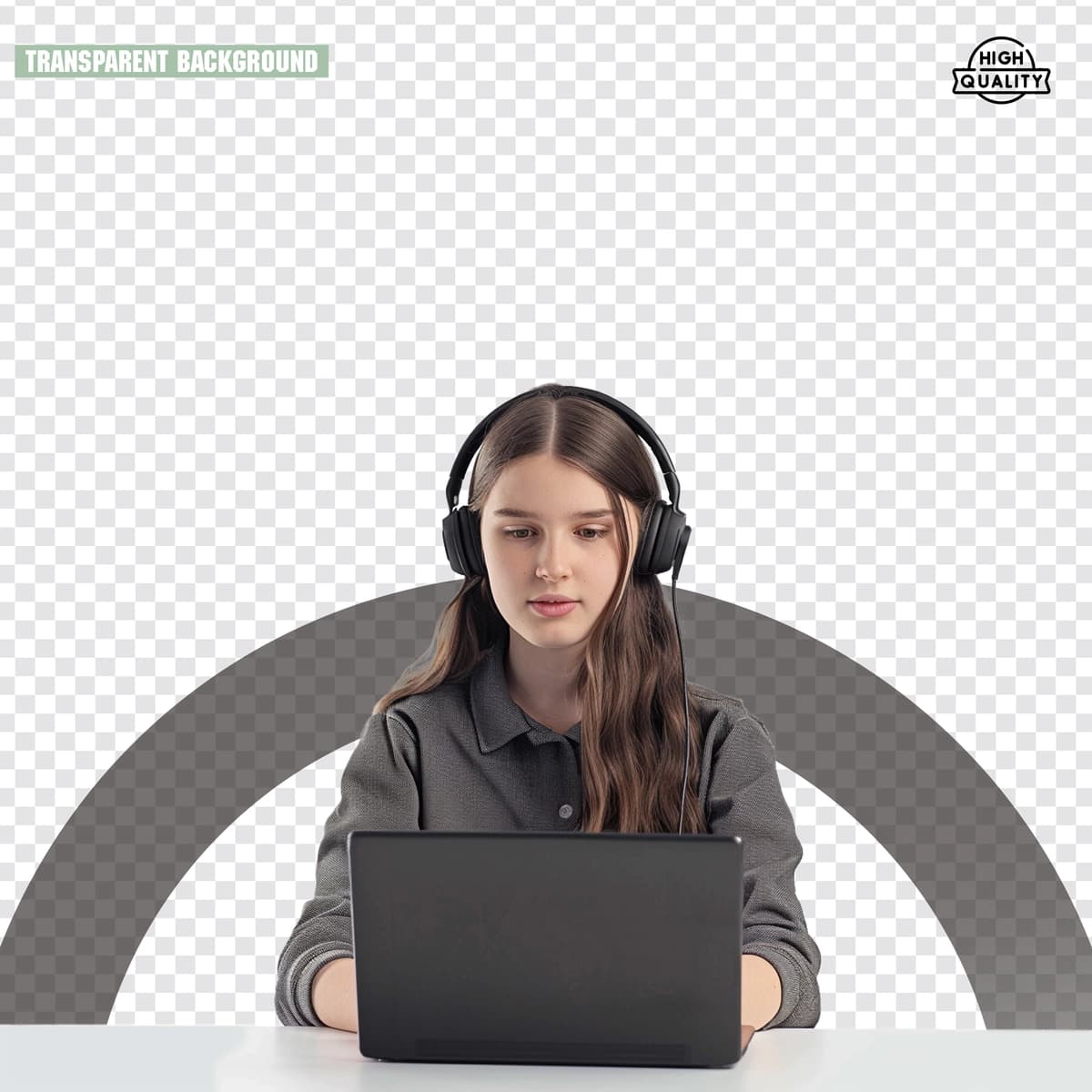 Noutbuk stolidagi minigarniturali qiz | Girl with headphones laptop table