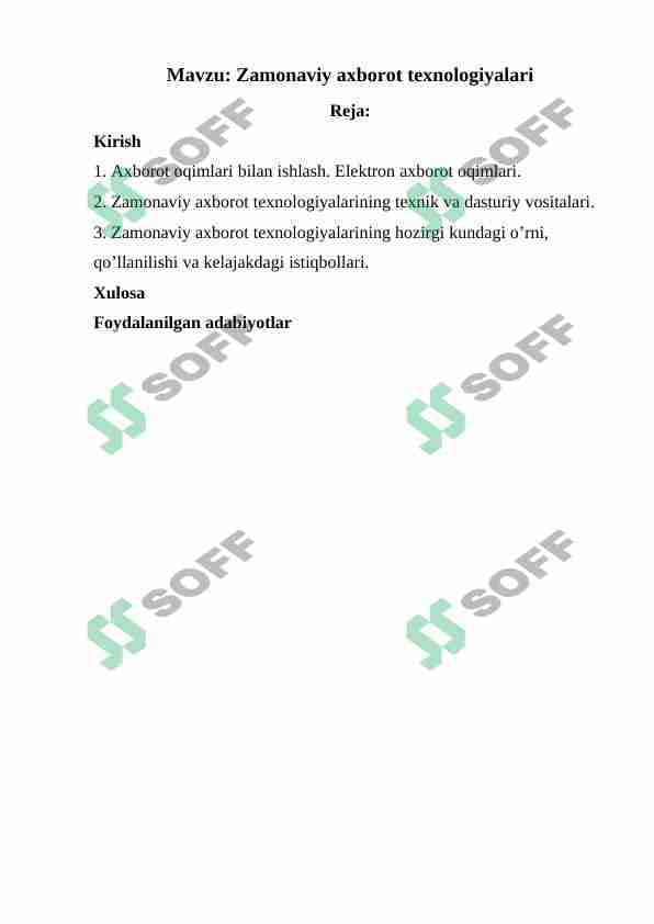Zamonaviy axborot texnologiyalari