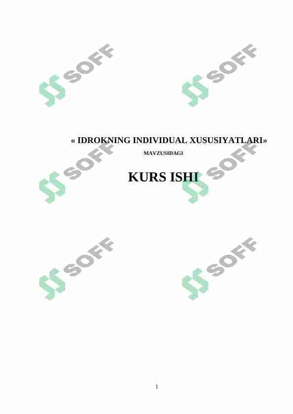 IDROKNING INDIVIDUAL XUSUSIYATLARI
