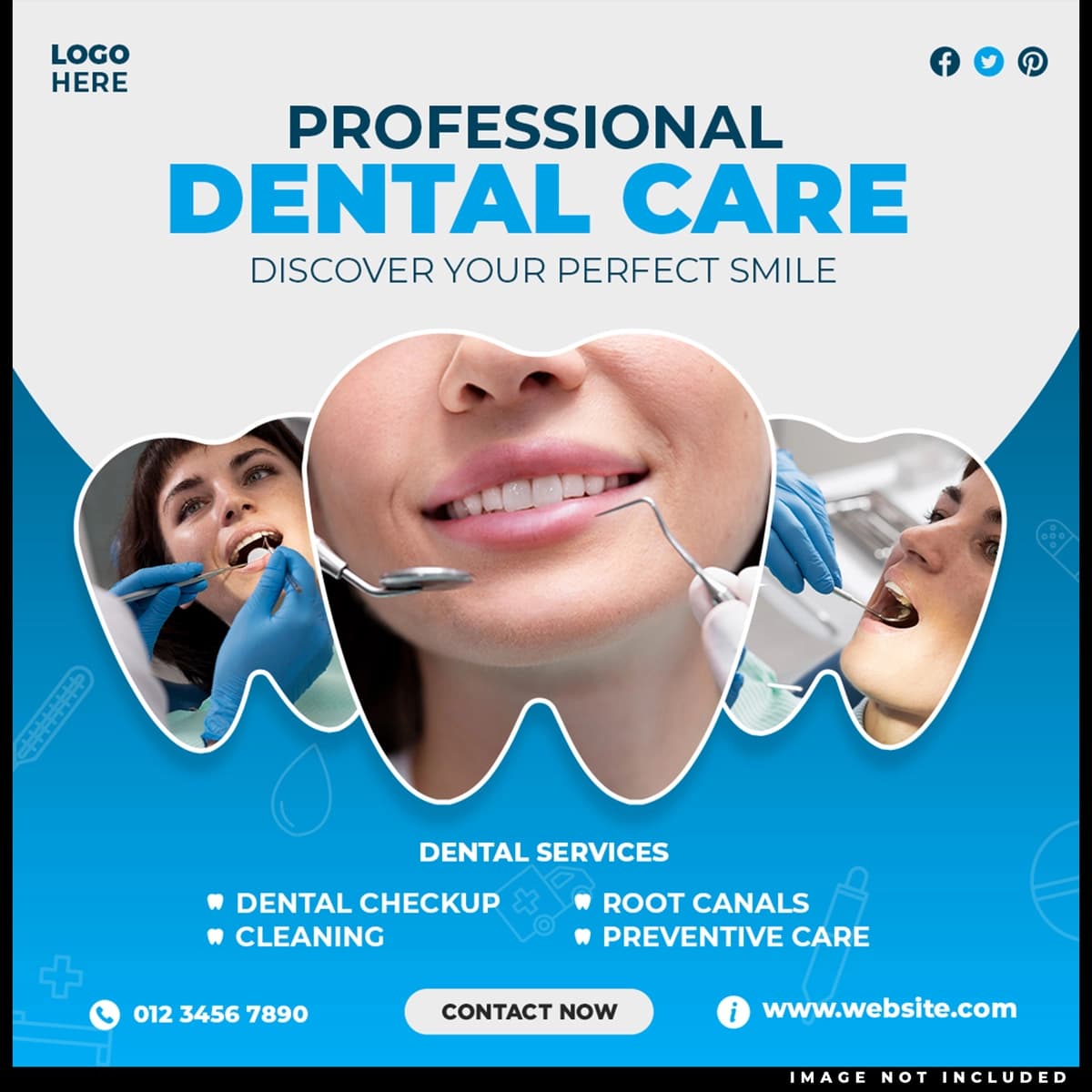 Tish shifokori stomatologik parvarishi ijtimoiy media banner shabloni | Dentist dental care social media banner template
