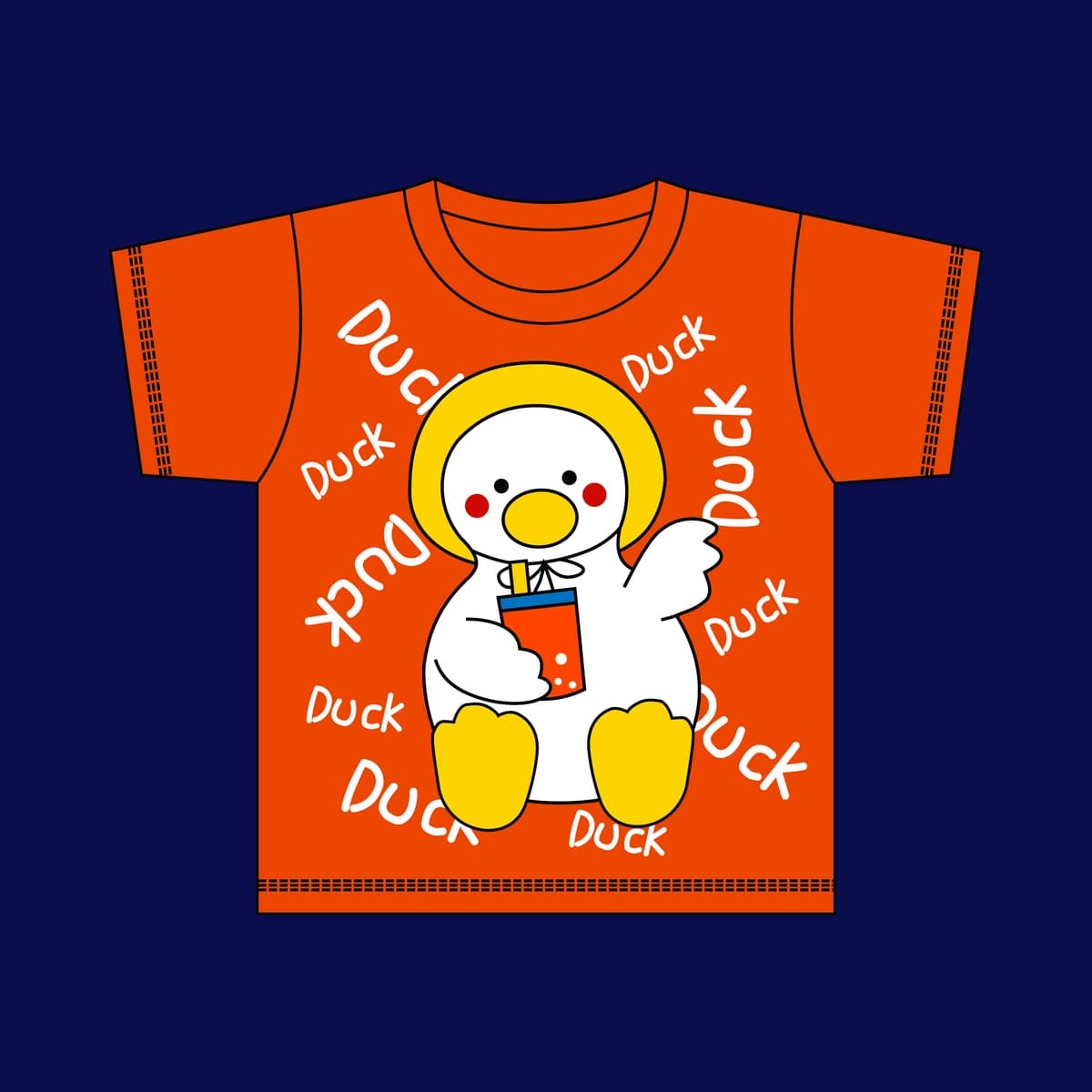 O'rdak so'zi yozilgan qizil ko'ylak | Red shirt with word duck itdesign cartoon illustration