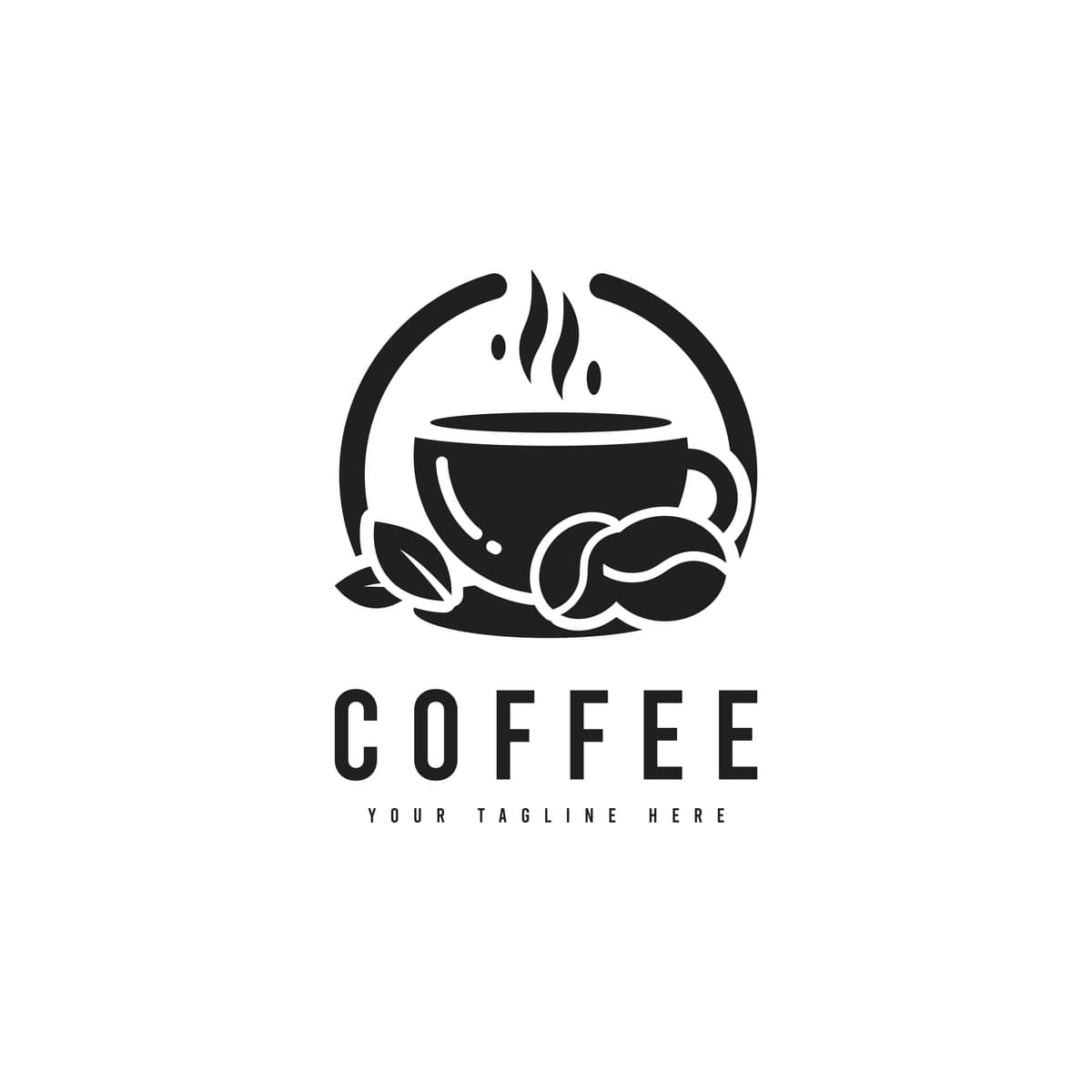 Kofe ichimligi logotipi minimalist uslubdagi qahva chashkasi silueti vektori | Coffee drink logo minimalist style coffee cup silhouette vector
