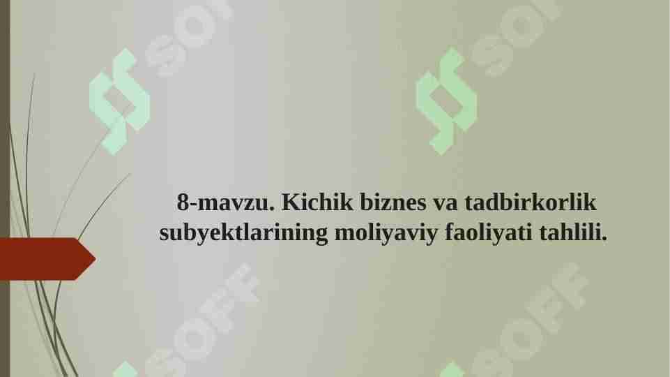 Kichik biznes va tadbirkorlik subyektlarining moliyaviy faoliyati tahlili.