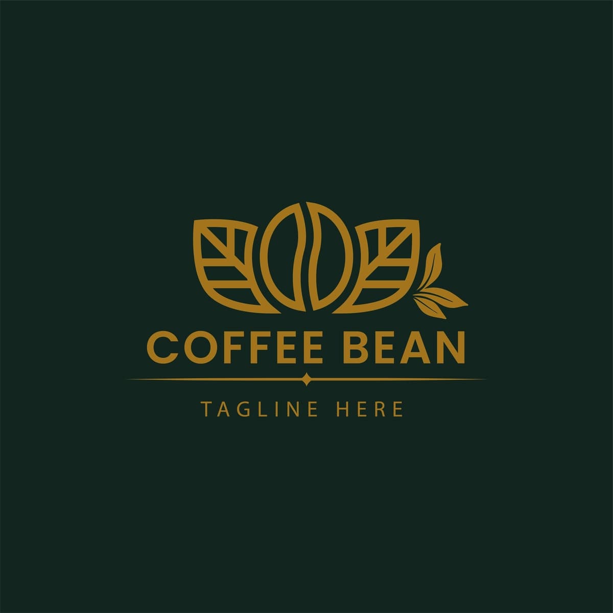Barglari tushirilgan nafis kofe loviyalari logotipi | Elegant coffee bean logo with leaves