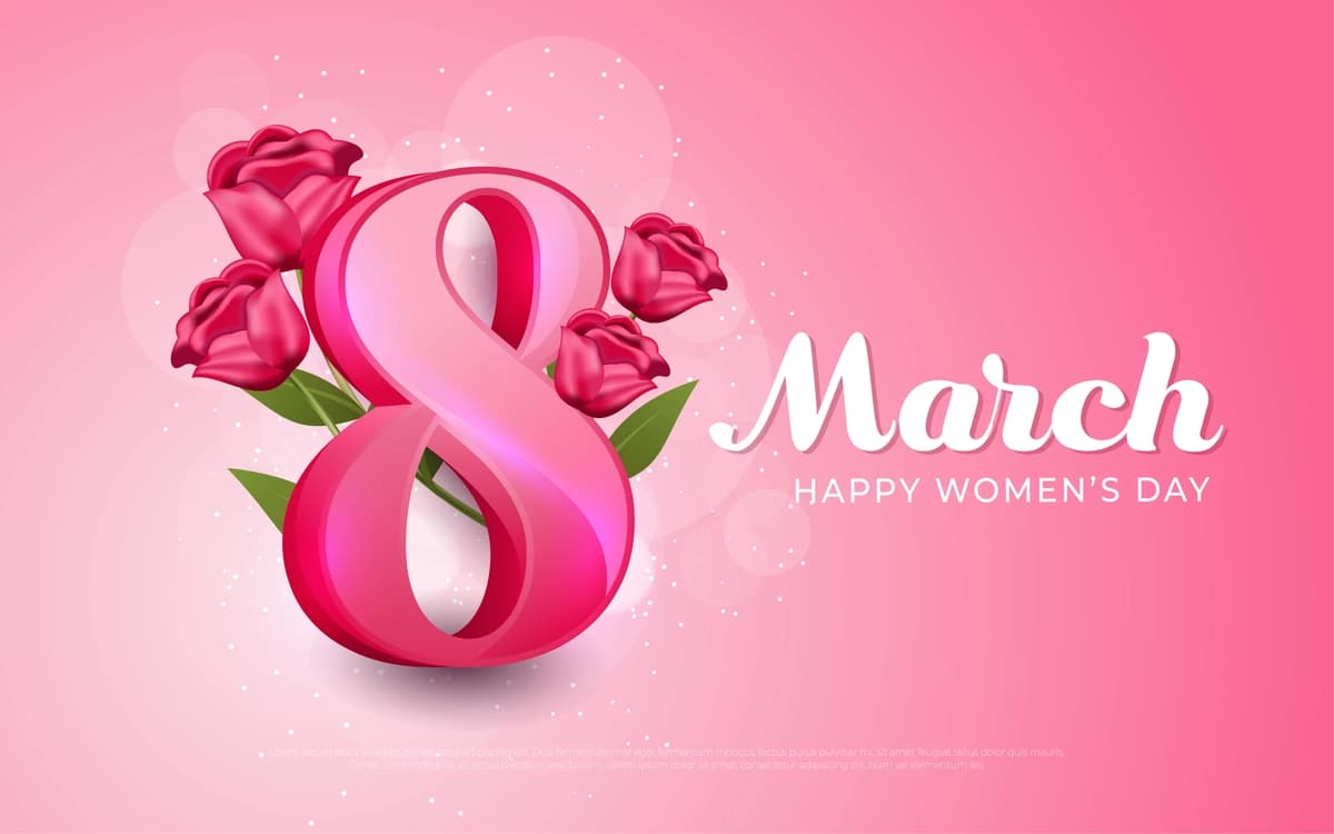 8-mart ayollar kuni bilan pushti realistik uslub | March 8 happy women s day pink realistic style