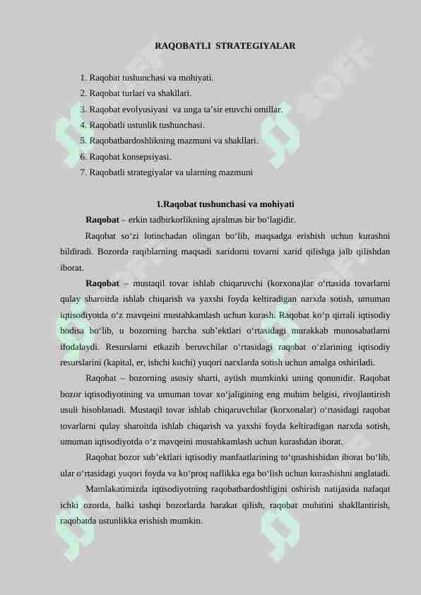 RAQOBATLI  STRATEGIYALAR