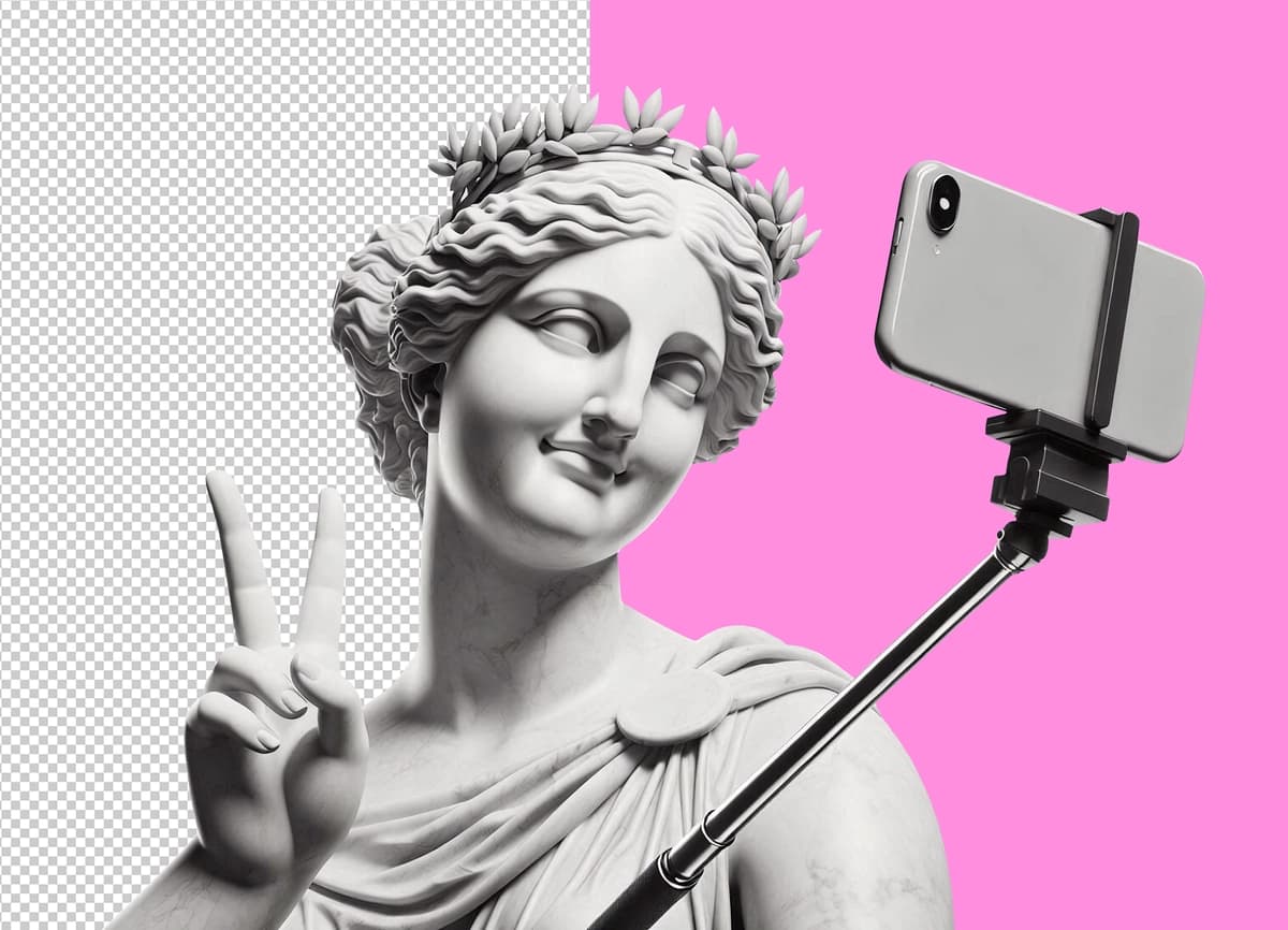 Smartfon selfi tayog'i bilan sefi yaratayotgan inson haykali | Human sculpture statue making sefie with smartphone selfie stick