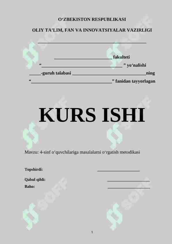 4-sinf o‘quvchilariga masalalarni o‘rgatish metodikasi