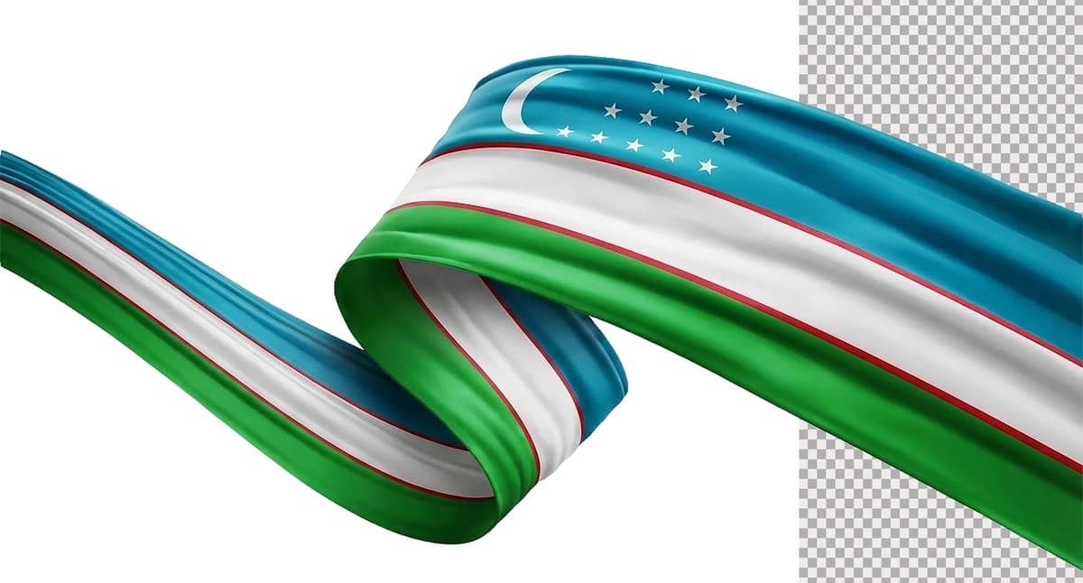 O'zbekiston bayrog'ini 3D ko'rsatuvchi shaffof fon | 3d rendering uzbekistan flag isolated transparent background