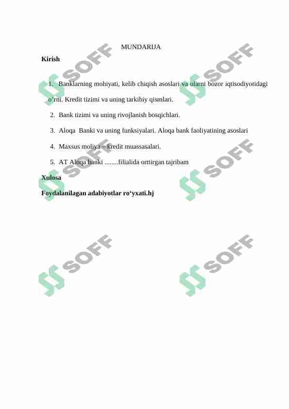 aloqa bank amaliyot hisoboti