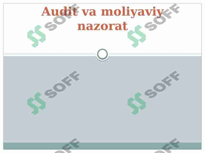 Audit va moliyaviy nazorat