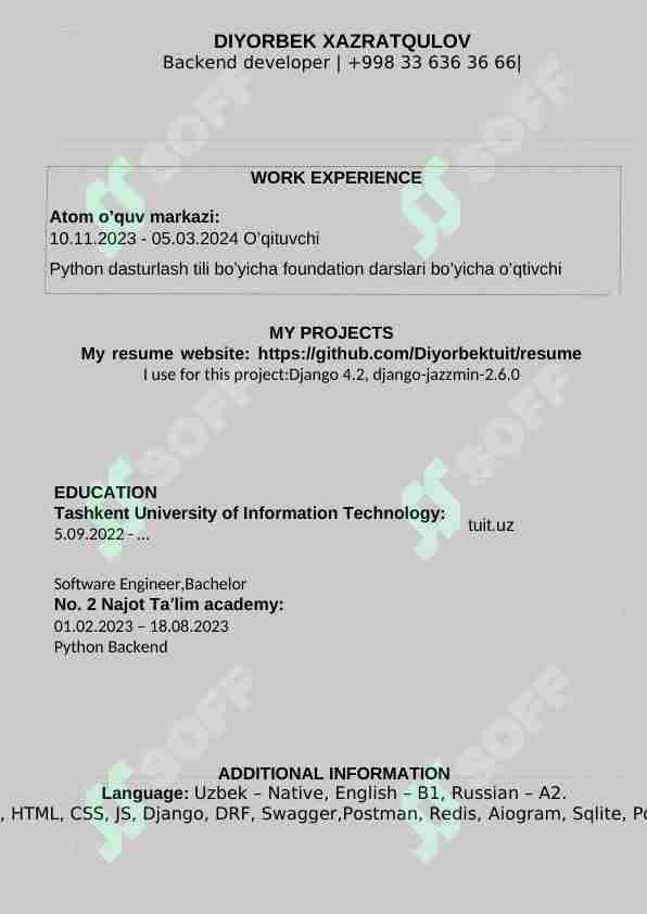 resume uchun shablon