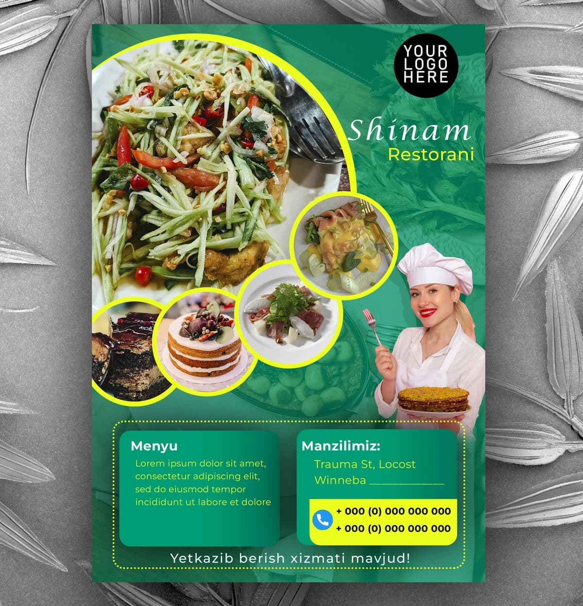 Restoran va kafe uchun zamonaviy flayer dizayn shabloni