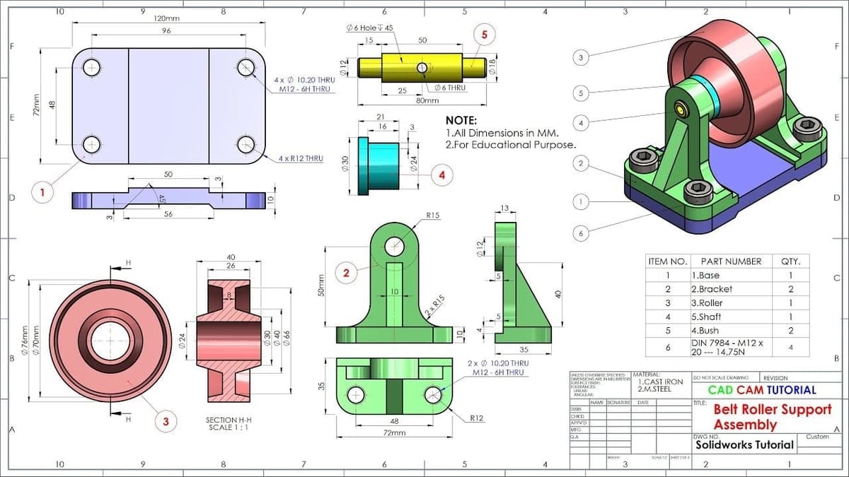 AutoCAD NX Solid Works  kabi dasturlarni o'rganish uchun shablon chizmalar