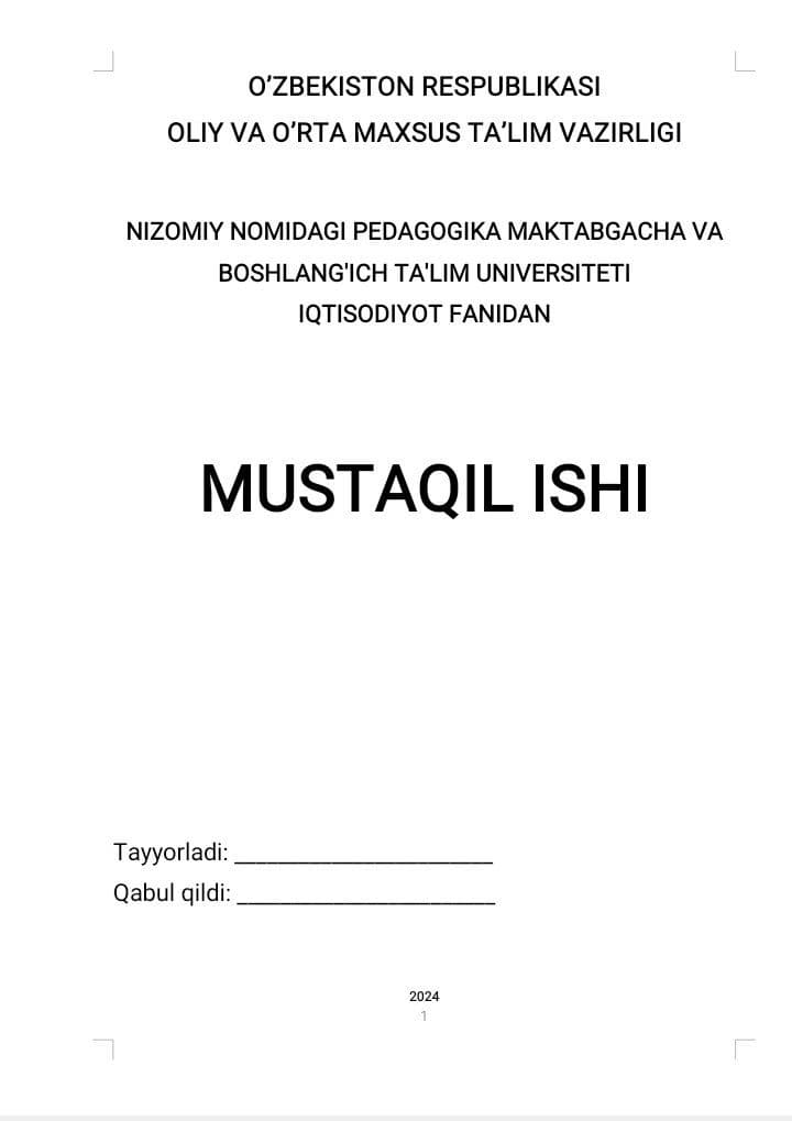 Mexnat bozorini tartibga solish va boshqarish mistaqil ish
