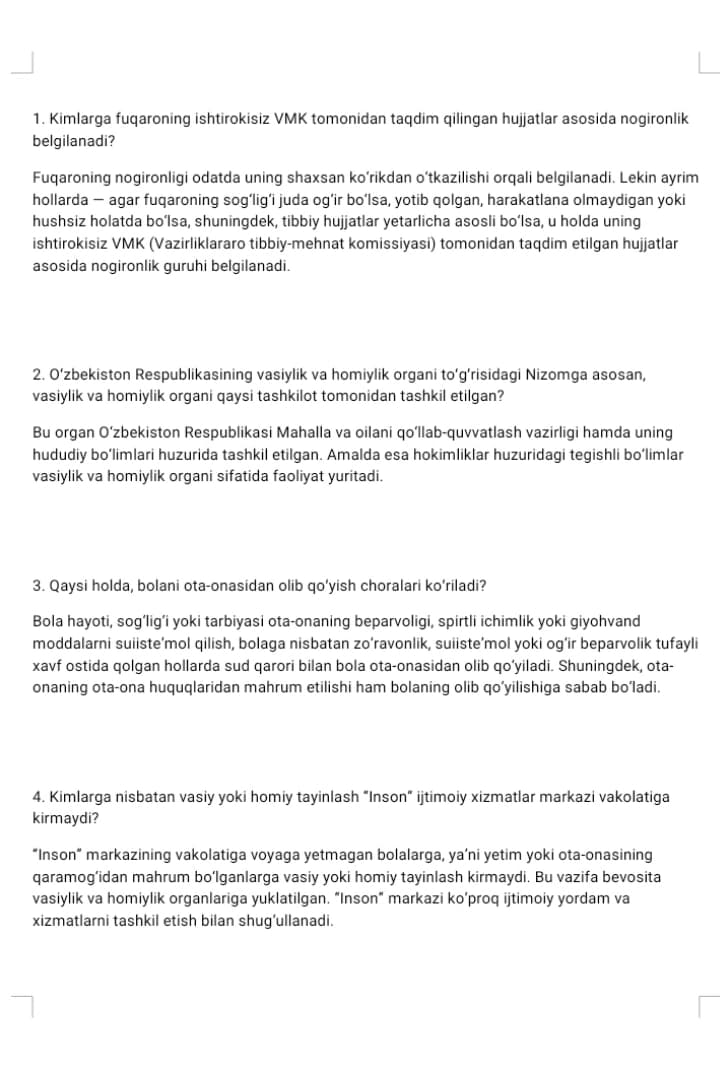 Argos test Ijtimoiy ximoya xodimi